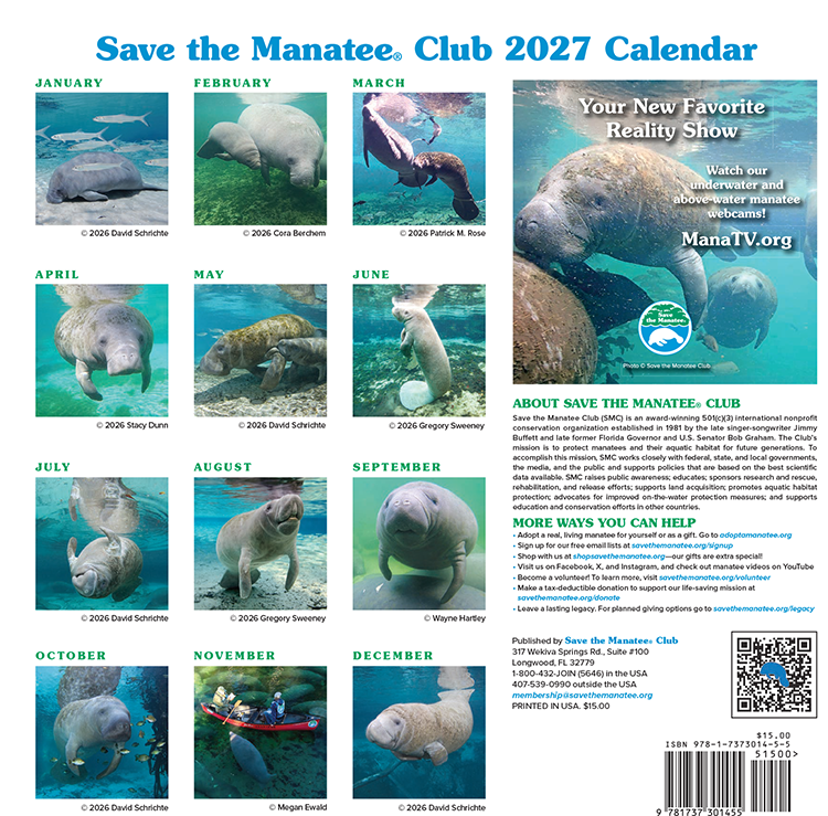 (Preorder) 2027 Save the Manatee Club Calendar