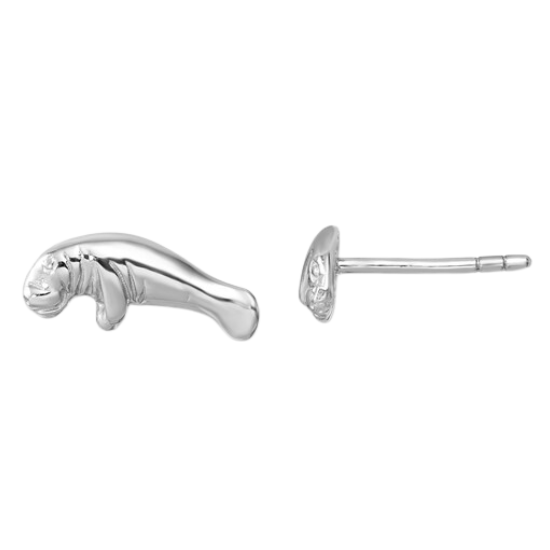 Sterling Silver Manatee Post Earrings