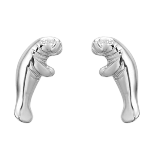 Sterling Silver Manatee Post Earrings