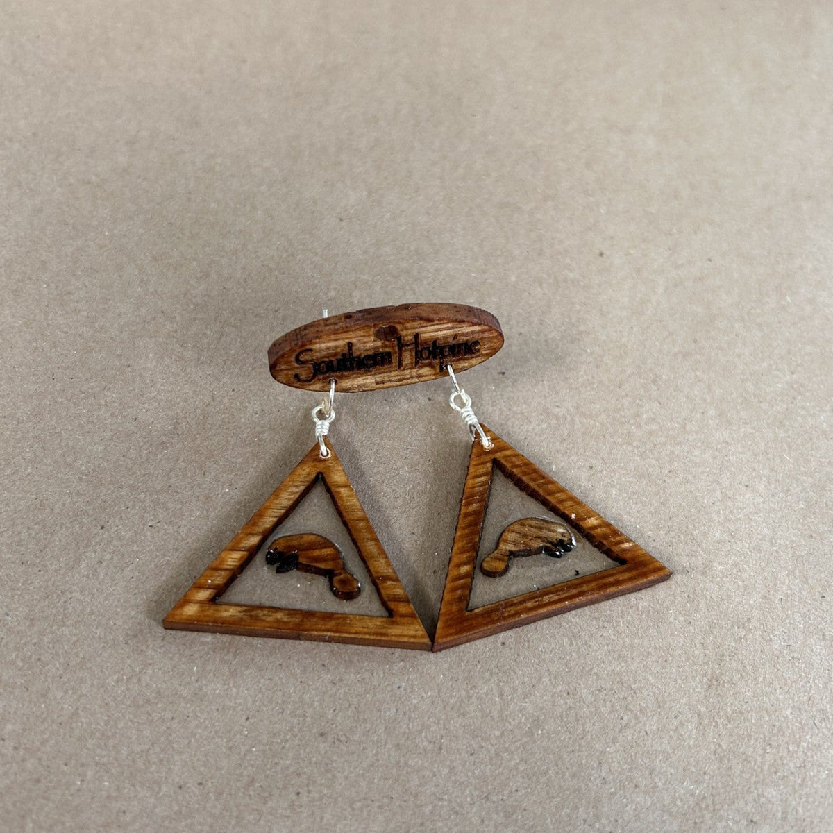 Wooden Manatee Earrings