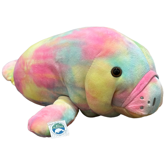 (Damaged) 17 Inch Watercolor Manatee Plush - Pink Rainbow
