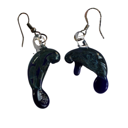 (Damaged) Glass Manatee Earrings