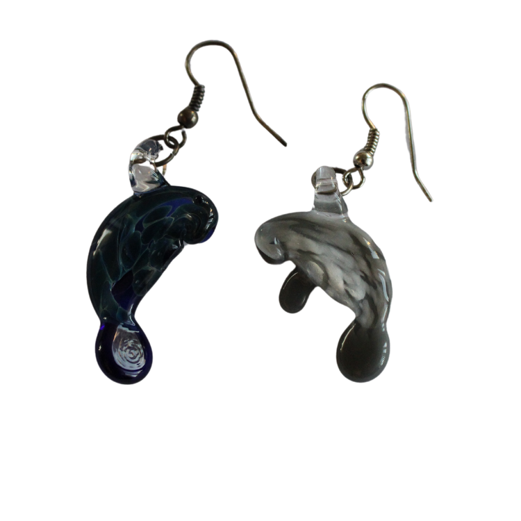 (Damaged) Glass Manatee Earrings