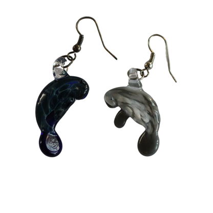 (Damaged) Glass Manatee Earrings