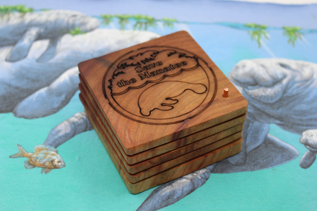 Save the Manatee® Wooden Coaster Set