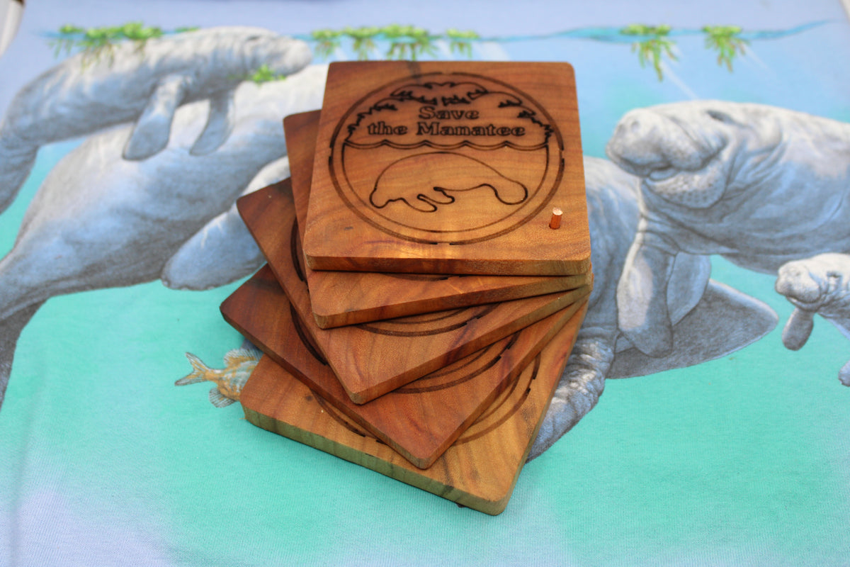 Save the Manatee® Wooden Coaster Set