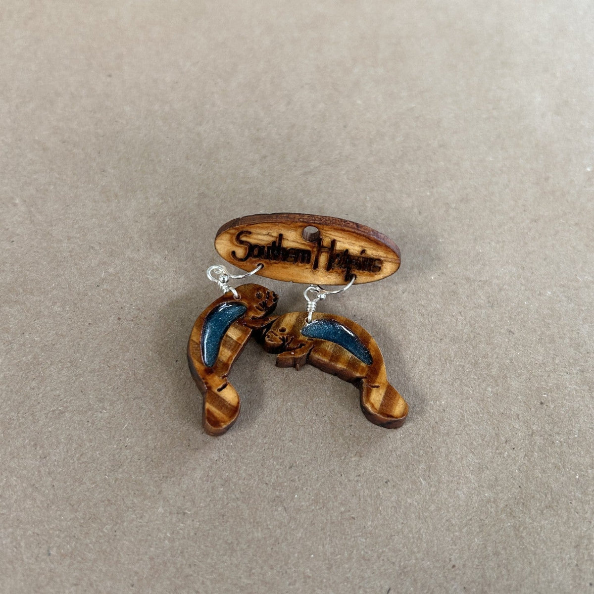 Wooden Manatee Earrings