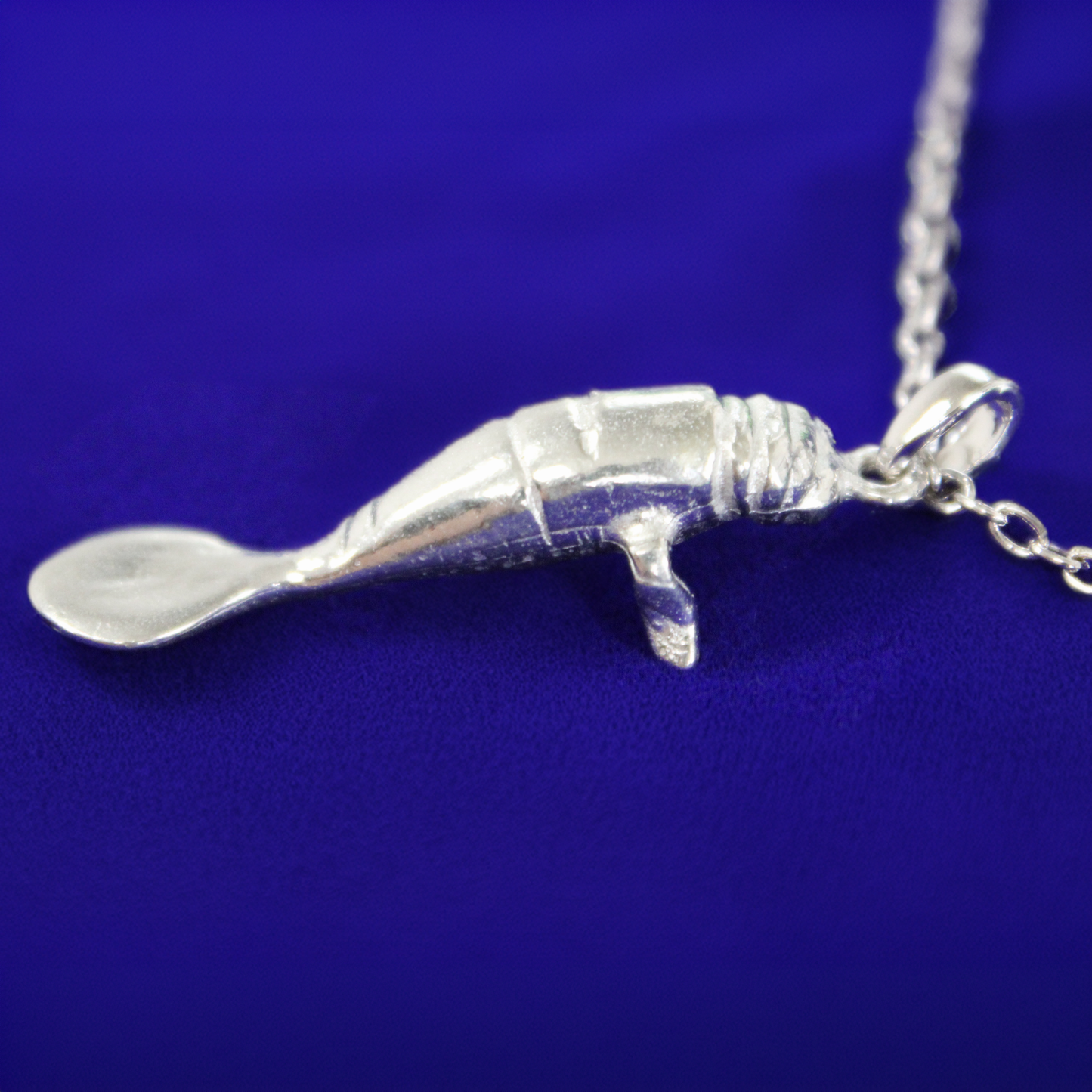 (Final Sale) Pewter Manatee Necklace with Clamshell Case