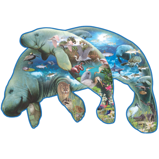 1000 Piece Mom and Calf Manatee Shaped Puzzle