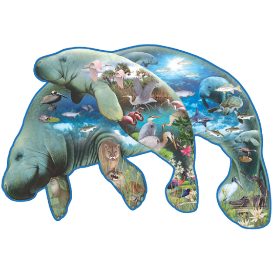 1000 Piece Mom and Calf Manatee Shaped Puzzle