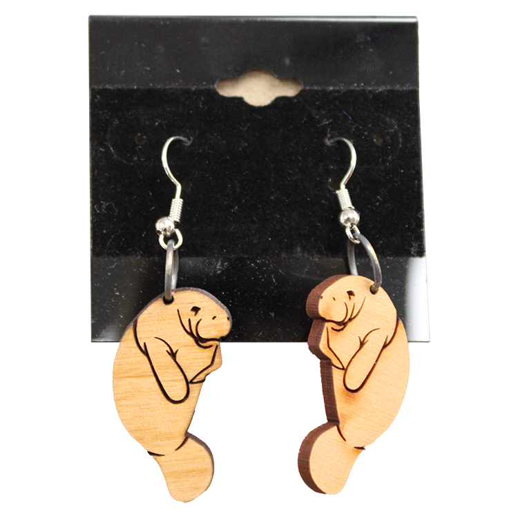 (Final Sale) Wooden Manatee Drop Earrings