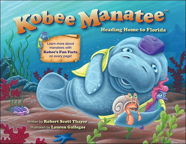 Kobee Manatee Heading Home to Florida Book. This debut title in the Kobee Manatee Children's Educational Picture Book series is beautifully illustrated and is about the rare and threatened manatee. A must read for parents, grandparents, children, teachers, and librarians who want a captivating adventure that can be enjoyed again and again. Reading audience 4 – 8 year olds.