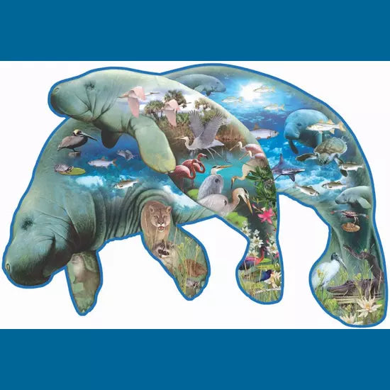 Mom and Calf Manatee Shaped 1,000 Piece Puzzle.  This uniquely shaped 1,000 piece puzzle is a perfect activity for any wildlife lover.